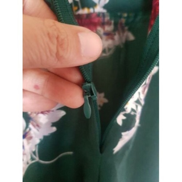 Influence Dress Floral Size10 Green High Low Flowy Womens V Neckline Asymmetric - Picture 9 of 12